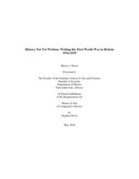 History Not Yet Written: Writing the First World War in Britain, 1914-1935