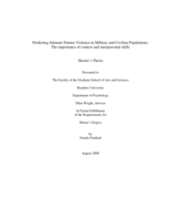Predicting Intimate Partner Violence in Military and Civilian Populations: The importance of context and interpersonal skills