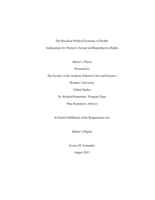 The Brazilian Political Economy of Health:  Implications for Women’s Sexual and Reproductive Rights