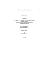 The Views of Rabbi Moses Feinstein, Rabbi Abraham Joshua Heschel, and Rabbi Joseph B. Soloveitchik on Interfaith Dialogue