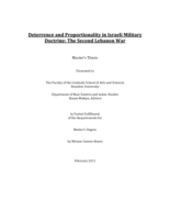 Deterrence and Proportionality in Israeli Military Doctrine: The Second Lebanon War