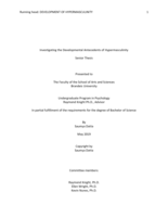 Investigating the Developmental Antecedents of Hypermasculinity