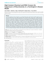 High-content chemical and RNAi screens for suppressors of neurotoxicity in a Huntington's disease model.