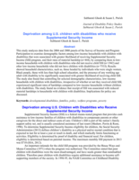 Deprivation Among U.S. Children With Disabilities Who Receive Supplemental Security Income