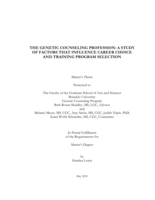 The Genetic Counseling Profession: A Study of Factors that Influence Career Choice and Training Program Selection
