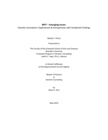 NIPT - Emerging Issues: Genetic Counselors' Experiences & Perspectives with Incidental Findings