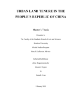 Urban Land Tenure in the People's Republic of China