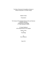 The Role of Perceived Vulnerability to Disease in Political Polarization on Climate Change