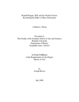 Ronald Reagan, SDI, and the Nuclear Freeze: Reordering the Ethics of Mass Destruction