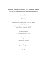 Emulating Language Acquisition with Stochastic Gradient Descent: A New Approach to Modeling Phonotactics