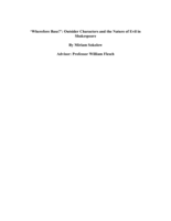 'Wherefore Base?': Outsider Characters and the Nature of Evil in Shakespeare