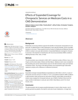 Effects of Expanded Coverage for Chiropractic Services on Medicare Costs in a CMS Demonstration