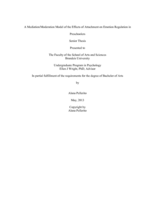A Mediation/Moderation Model of the Effects of Attachment on Emotion Regulation in Preschoolers
