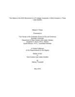 The Nature of the BDS Movement on US College Campuses: A Brief Analysis in Three Case Studies