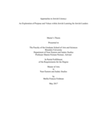 Approaches to Jewish Literacy: An Exploration of Purpose and Values within Jewish Learning for Jewish Leaders