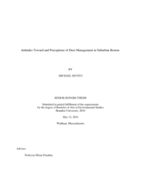 Attitudes Toward and Perceptions of Deer Management in Suburban Boston