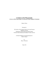 A Golem on the Playground: A Survey of the Golem Figure in American Jewish Children's Literature