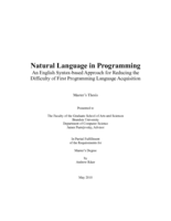 Natural Language in Programming: An English Syntax-based Approach for Reducing the Difficulty of First Programming Language Acquisition