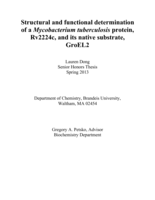 Structural and functional determination of a Mycobacterium tuberculosis protein, Rv2224c, and its native substrate, GroEL2