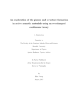 An exploration of the phases and structure formation in active nematic materials using an overdamped continuum theory