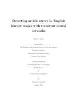 Detecting article errors in English learner essays with recurrent neural networks