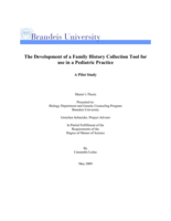 The Development of a Family History Collection Tool for use in a Pediatric Practice: A Pilot Study