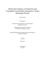Multivalent displays of Glutamine and Tryptophan Functionality Designed to Target Huntingtin Protein