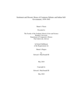 Sentiment and Dissent: House of Commons Debates and Indian Self-Government, 1939-1945