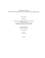 Memories of Youth: Slovak Jewish Holocaust Survivors and the Nováky Labor Camp