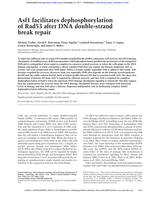 Asf1 facilitates dephosphorylation of Rad53 after DNA double-strand break repair