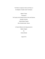 The Effects of Japanese Culture and History on  the Adoption of Quality Control Techniques