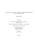 Motivations and Characteristics of Families who Adopt Children with Special Needs: A Qualitative Study