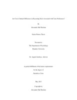 Are Cross-Cultural Differences in Reasoning Style Associated with Taste Preferences?