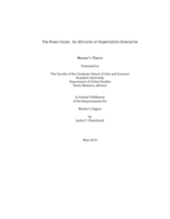 The Peace Corps: An Altruistic or Imperialistic Enterprise