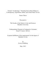 Textual “Awakenings:” Narrating the Lesbian Subject in Contemporary Argentinian, Indian, and United States Novels