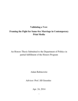 Validating a Vow: Framing the Fight for Same-Sex Marriage in Contemporary Print Media