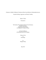 Predictors in Middle Childhood of Adolescent Risky Sexual Behavior: Relationships between Sensation Seeking, Aggression, and Family Variables