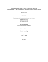 Reporting Incidental Findings in Clinical Whole Exome Sequencing: Incorporation of the ACMG Recommendations into Current Practice of Genetic Counseling