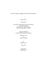 Trinacria Trilingua: Language and Culture in Roman Sicily
