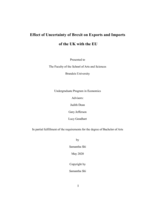 Effect of Uncertainty of Brexit on Exports and Imports of the UK with the EU