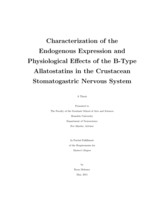 Characterization of the Endongenous Expression and Physiological Effects of the B-Type Allatostatins in the Crustacean Stomatogastric Nervous System