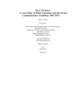 He is No More:  A Case Study of Yizkor Literature and the Israeli Commemorative Tradition, 1967-1973