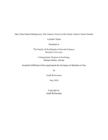 More Than Mutual Belligerence: The Cohesive Power of the Family Values Cultural Toolkit