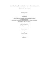 Return of Individual Research Results: A Survey of Genetic Counselors' Opinions and Experiences