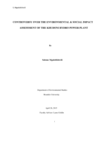 CONTROVERSY OVER THE ENVIRONMENTAL & SOCIAL IMPACT ASSESSMENT OF THE KHUDONI HYDRO POWER PLANT
