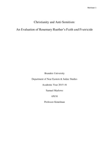 Christianity and Anti-Semitism: An Evaluation of Faith and Fratricide