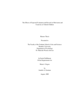 The Effects of Expected Evaluation and Reward on Motivation and Creativity in Turkish Children