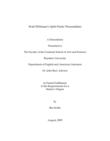 Walt Whitman's Split Poetic Personalities