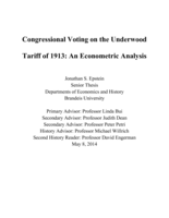 Congressional Voting on the Underwood Tariff of 1913: An Econometric Analysis