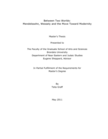 Between Two Worlds: Mendelssohn, Wessely and the Move Toward Modernity